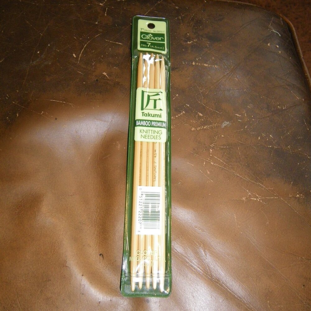 5 Pack Clover 7" Bamboo Knitting Needles 4.5mm - Made in Japan